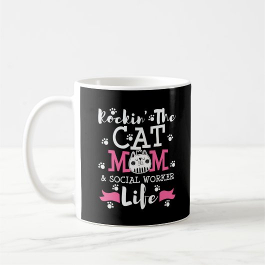 Mug MSW Social Work Cat Mom Graduation Gift (Gauche)