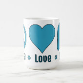 Mug Mug, Blue Design Peace Love BBG (Centre)