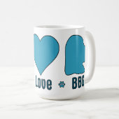 Mug Mug, Blue Design Peace Love BBG (Devant droit)