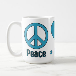 Mug Mug, Blue Design Peace Love BBG