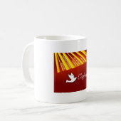 Mug Mug, Confirmation, Colombe sur fond rouge, Rayons (Devant gauche)