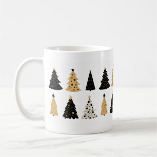 Mug Mug/Coupes blanches dans l'arbre de Noël noir et