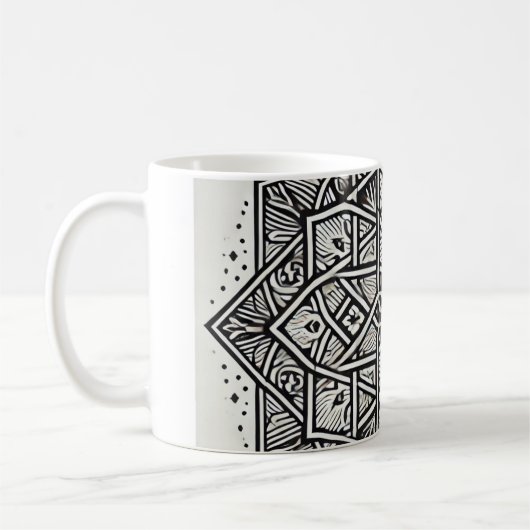 Mug "Mug d'art Mandala géométrique - Unique noir & bla (Gauche)