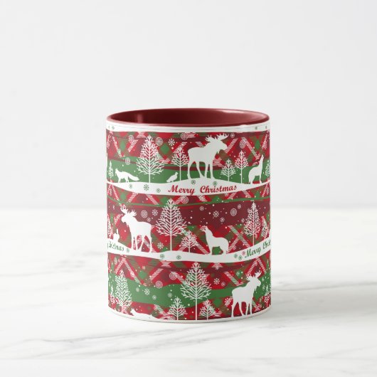 Mug Mug-Deux Tone-Rouge/Vert Scène de Noël (Centre)