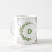 Mug "Mug initial floral vert et rose" (Devant gauche)