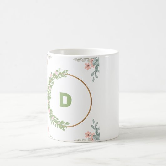 Mug "Mug initial floral vert et rose" (Centre)