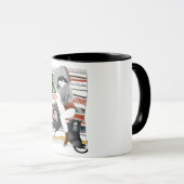 Mug Mug| La fille ment avec trois chats et un plante (Devant droit)