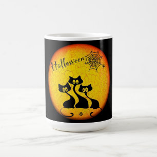 Mug Mug/Lune d'Halloween, Chats noirs, Araignées et We