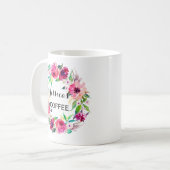 Mug, Mug Nom Personnalisé, Floral-2 (Devant gauche)