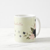 Mug muge café fleurs rose blush noir (Devant droit)