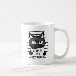 Mug Mugshot de chat noir drôle et mignon