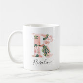 Mug Mugue à l'initiale aquarelle florale - R (Gauche)