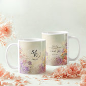 Mug Mugue à monogramme floral aquarelle personnalisé