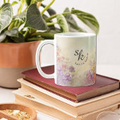 Mug Mugue à monogramme floral aquarelle personnalisé