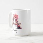 Mug Mugue à monogramme floral avec initiale du nom, Ca (Devant gauche)