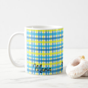 Mug Mugue à rayures jaunes et bleues