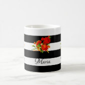Mug Mugue à rayures noires et blanches florales (Centre)
