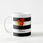 Mug Mugue à rayures noires et blanches florales (Gauche)