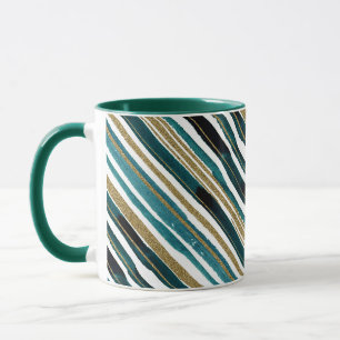 Mug Mugue à rayures scintillantes vertes et dorées