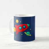 Mug Mugue Anniversaire Thème Spatial | Bleu Nuit (Devant gauche)