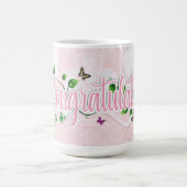 Mug Mugue avec texte Félicitations à fleurs roses (Centre)