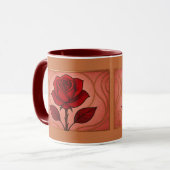Mug Mugue Combo Rouge Art Déco Rose Marron (Devant gauche)