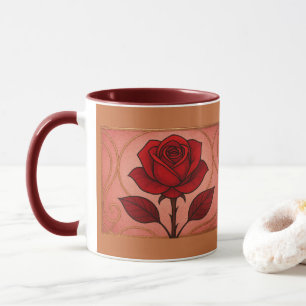 Mug Mugue Combo Rouge Art Déco Rose Marron