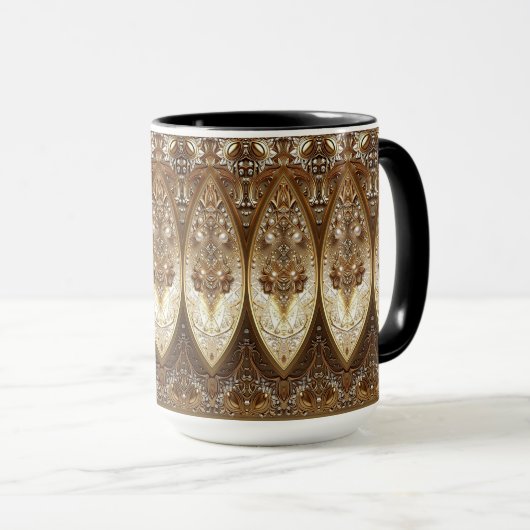 Mug Mugue dorée ornée (Devant droit)