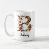 Mug Mugue monogramme initiale de fleurs sauvages perso (Gauche)
