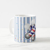 Mug Mugue rayée bleue et blanche Mât de barbier (Devant gauche)