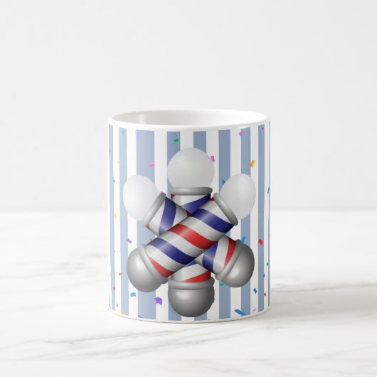 Mug Mugue rayée bleue et blanche Mât de barbier (Centre)