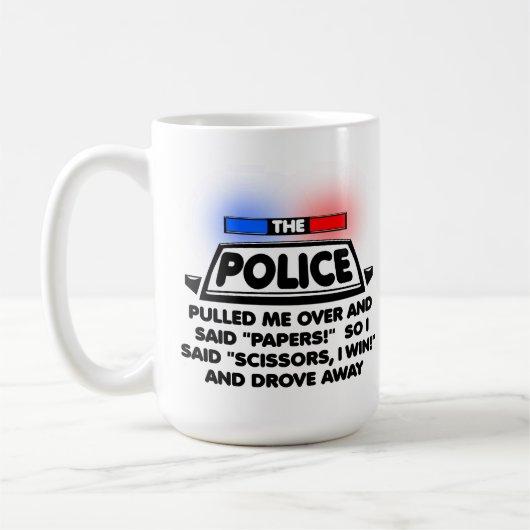 Mug Muguet Policier Pierre Feuille Ciseaux Drôle (Gauche)