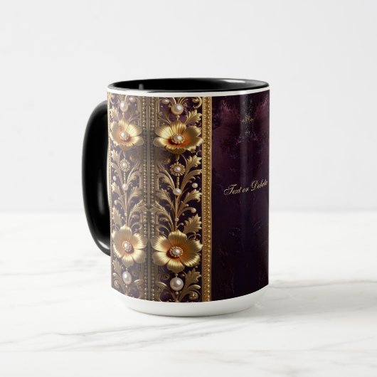 Mug Mugueuse Ornementale Florale Dorée (Devant gauche)