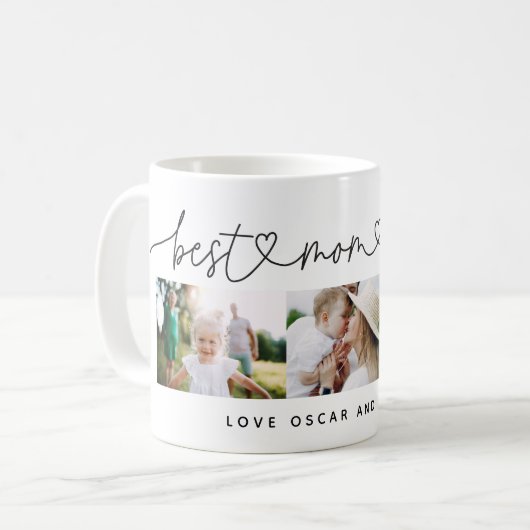 Mug Multi photo moderne typographie script meilleur ma (Devant gauche)