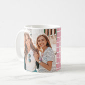 Mug Multi photo rose vérifier fun typographie meilleur (Devant gauche)