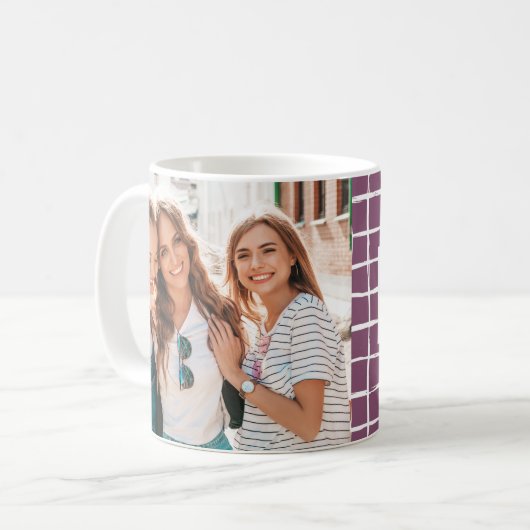 Mug Multi photo violet check moderne minimal (Devant gauche)