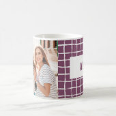 Mug Multi photo violet check moderne minimal (Centre)