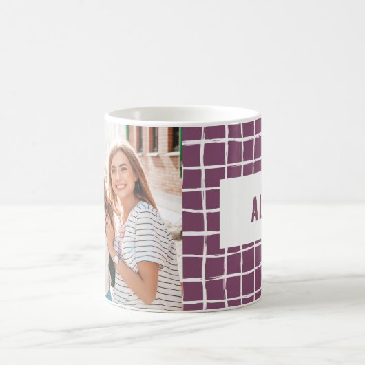 Mug Multi photo violet check moderne minimal (Centre)
