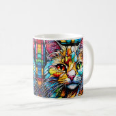 Mug Multicolor Chat 708 Vitre tendu Style mosaïque (Devant droit)