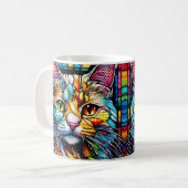Mug Multicolor Chat 708 Vitre tendu Style mosaïque (Devant gauche)