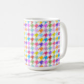 Mug Multicolor Houndstooth+Motif blanc (Devant droit)