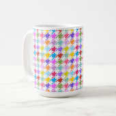 Mug Multicolor Houndstooth+Motif blanc (Devant gauche)