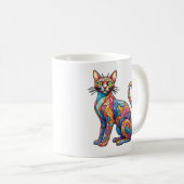 Mug Multicolor Mosaic drôle Chat 756 (Devant droit)