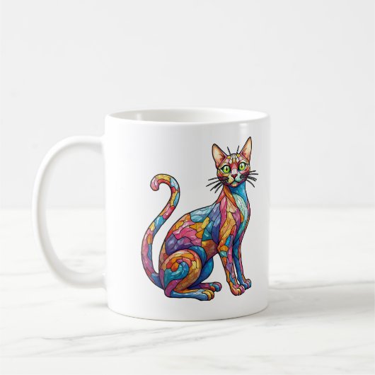 Mug Multicolor Mosaic drôle Chat 756 (Gauche)