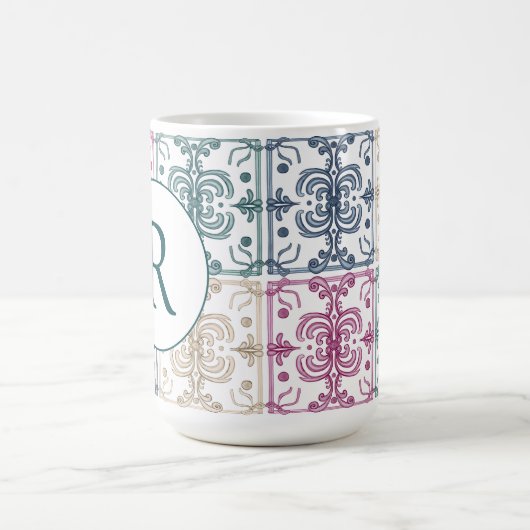 Mug Multicolor Tiles w/ Initial  (Centre)