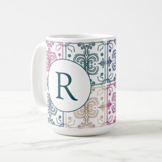 Mug Multicolor Tiles w/ Initial  (Devant gauche)