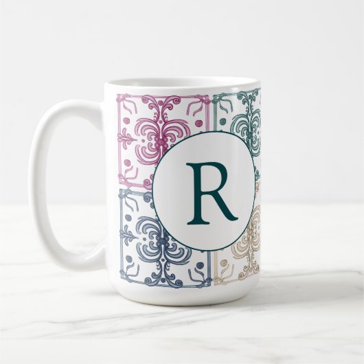 Mug Multicolor Tiles w/ Initial (Gauche)