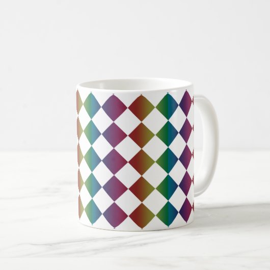 Mug Multicolore Diamant Harlequin Damier (Devant droit)
