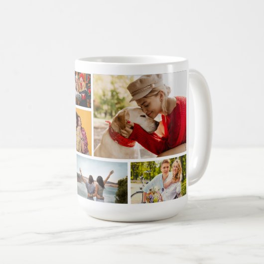 Mug Multiphoto Collage moderne Nom personnalisé (Devant droit)