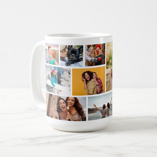 Mug Multiphoto Collage moderne Nom personnalisé (Devant gauche)